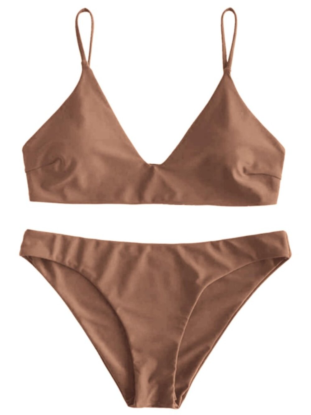 ZAFUL Women's Solid Spaghetti Strap Bralette Bikini Set Two Piece Swimsuit